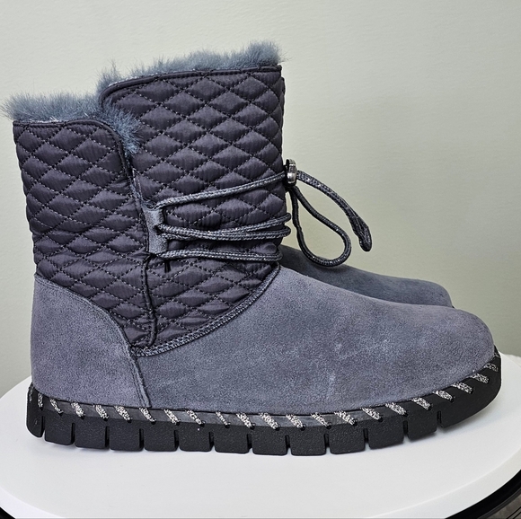 Muk Luks Womens Flexi Bridgehampton Pull-on Boot Dark Grey |Outdoor Cozy Spring - Picture 6 of 13
